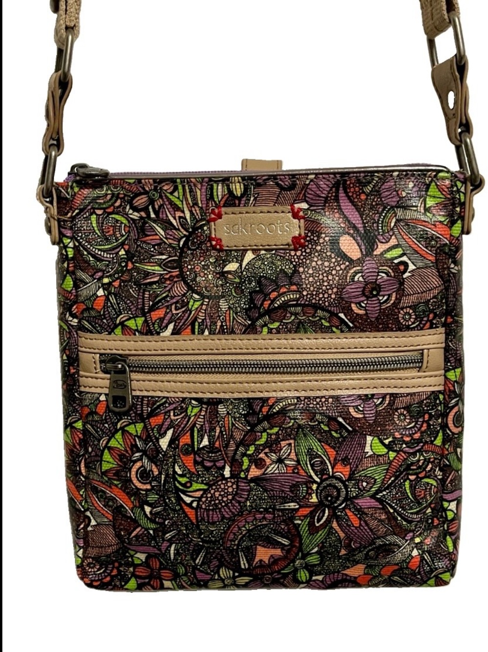 Sakroots Floral Paisley Crossbody Bag Multi Colored Boho Festival Casual Cottage